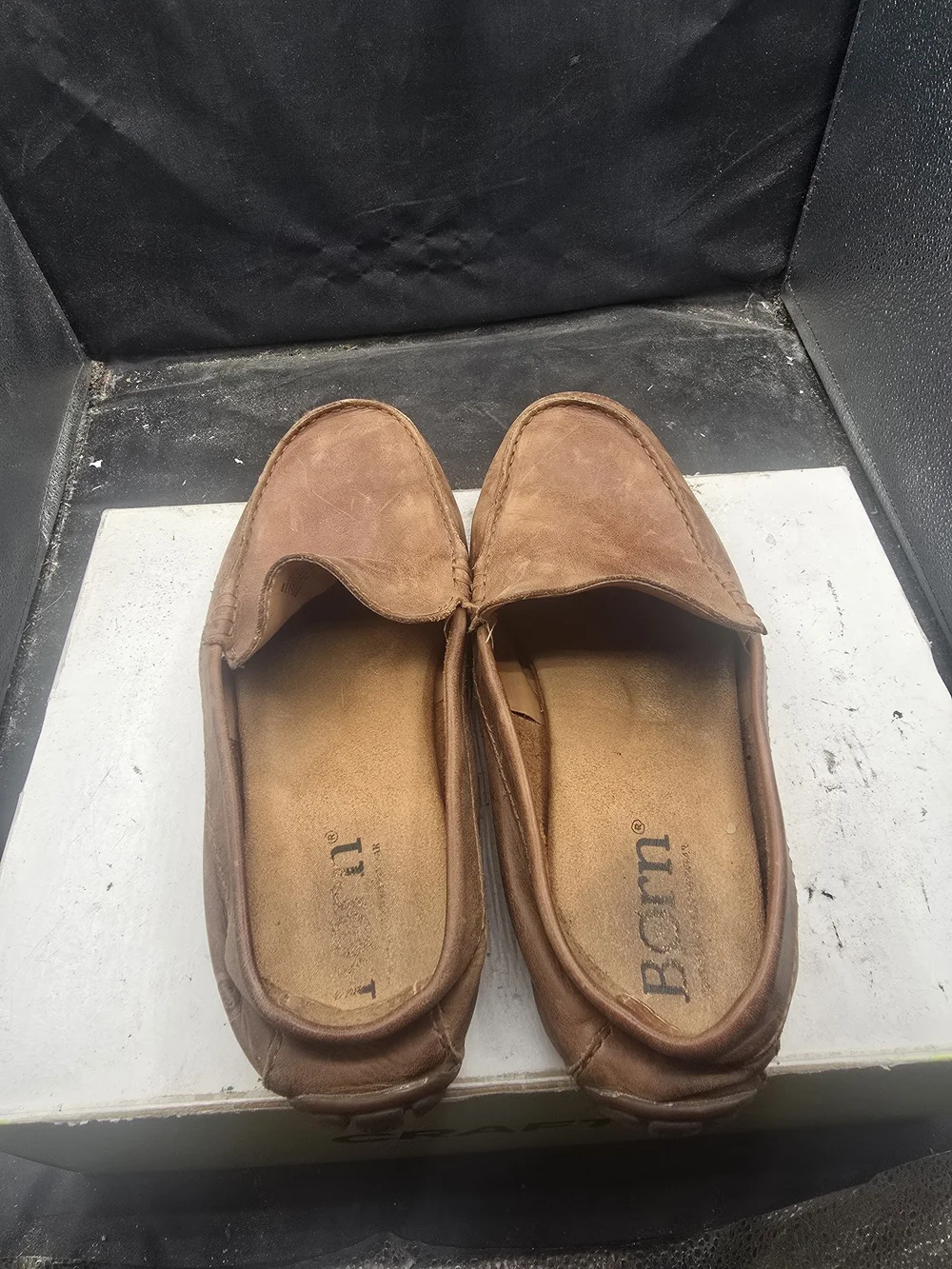 Born Men's Tan Leather Slip-On Loafers